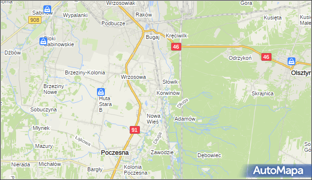 mapa Korwinów, Korwinów na mapie Targeo