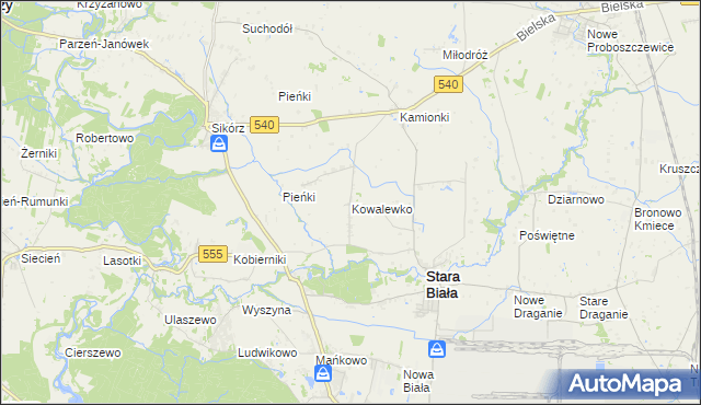 mapa Kowalewko gmina Stara Biała, Kowalewko gmina Stara Biała na mapie Targeo