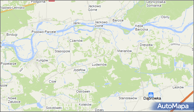 mapa Kowalicha gmina Dąbrówka, Kowalicha gmina Dąbrówka na mapie Targeo