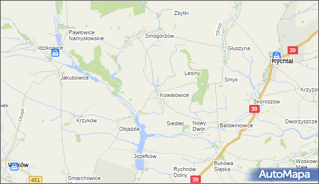 mapa Kowalowice, Kowalowice na mapie Targeo