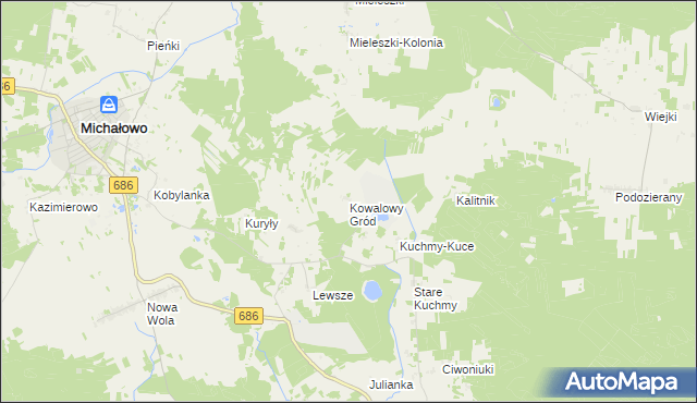 mapa Kowalowy Gród, Kowalowy Gród na mapie Targeo