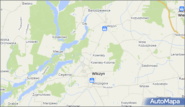 mapa Kownaty gmina Wilczyn, Kownaty gmina Wilczyn na mapie Targeo