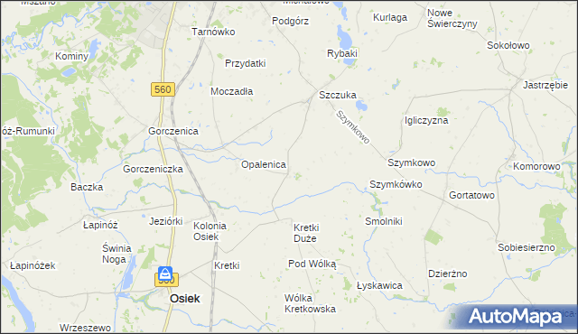 mapa Kozi Róg gmina Brodnica, Kozi Róg gmina Brodnica na mapie Targeo