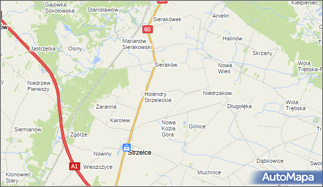 mapa Kozia Góra gmina Strzelce, Kozia Góra gmina Strzelce na mapie Targeo