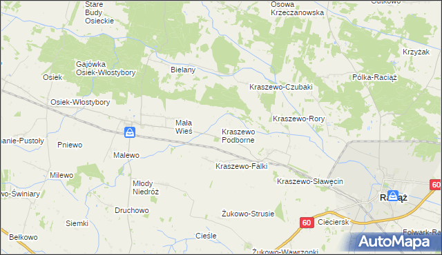 mapa Kraszewo Podborne, Kraszewo Podborne na mapie Targeo