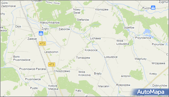 mapa Krokocice, Krokocice na mapie Targeo