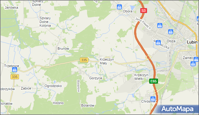 mapa Krzeczyn Mały, Krzeczyn Mały na mapie Targeo