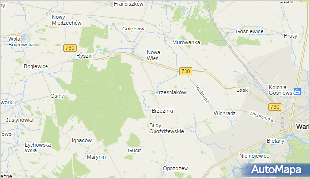 mapa Krześniaków, Krześniaków na mapie Targeo