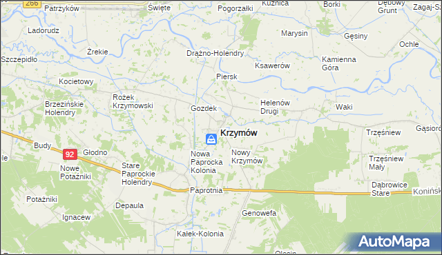 mapa Krzymów powiat koniński, Krzymów powiat koniński na mapie Targeo