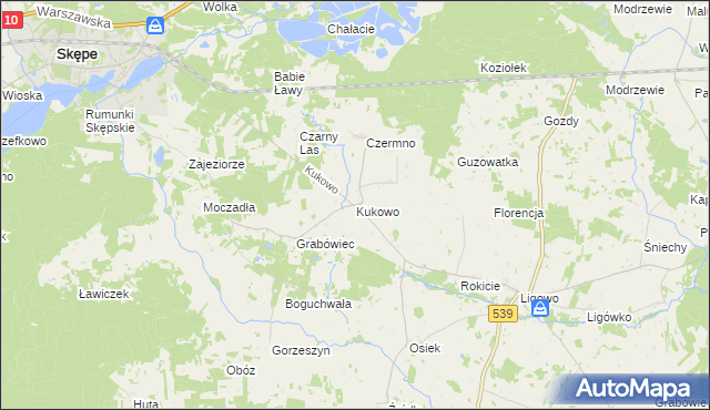 mapa Kukowo gmina Skępe, Kukowo gmina Skępe na mapie Targeo