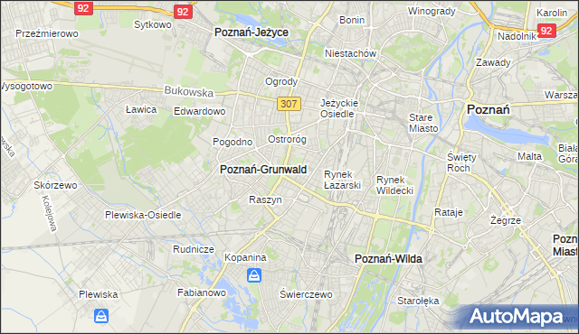 mapa Łazarz gmina Poznań, Łazarz gmina Poznań na mapie Targeo