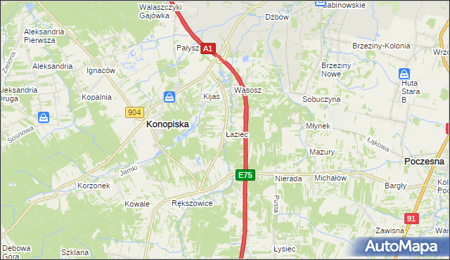 mapa Łaziec, Łaziec na mapie Targeo