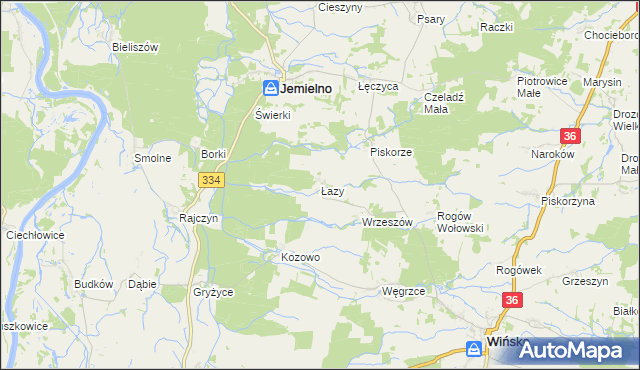 mapa Łazy gmina Wińsko, Łazy gmina Wińsko na mapie Targeo