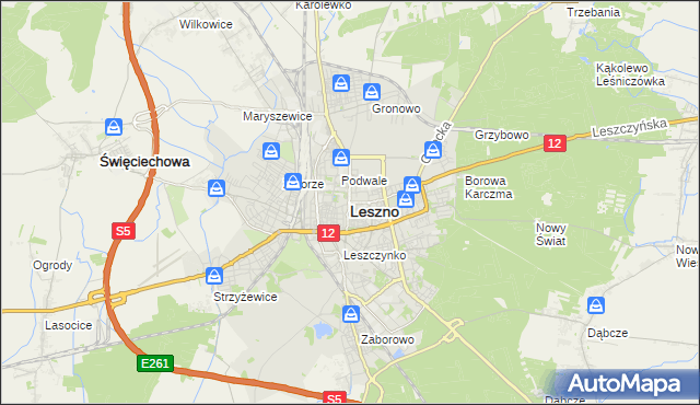 mapa Leszno, Leszno na mapie Targeo