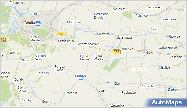 mapa Lgota Wielka gmina Wolbrom, Lgota Wielka gmina Wolbrom na mapie Targeo