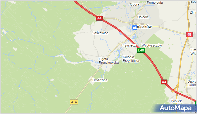 mapa Ligota Prószkowska, Ligota Prószkowska na mapie Targeo