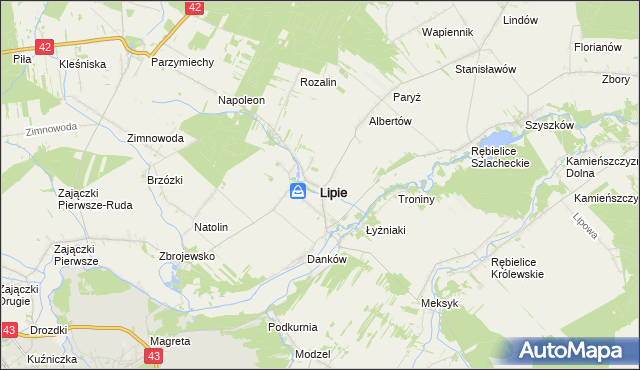 mapa Lipie powiat kłobucki, Lipie powiat kłobucki na mapie Targeo