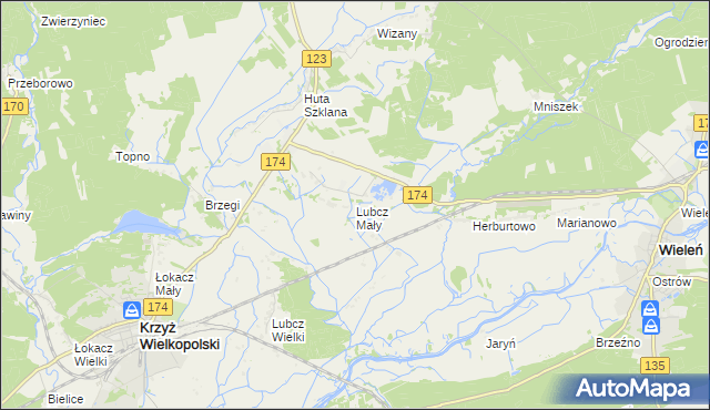 mapa Lubcz Mały, Lubcz Mały na mapie Targeo