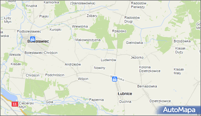 mapa Ludwinów gmina Łubnice, Ludwinów gmina Łubnice na mapie Targeo