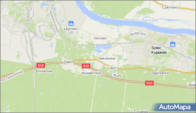 mapa Makowiska gmina Solec Kujawski, Makowiska gmina Solec Kujawski na mapie Targeo