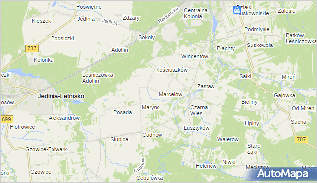 mapa Marcelów gmina Pionki, Marcelów gmina Pionki na mapie Targeo