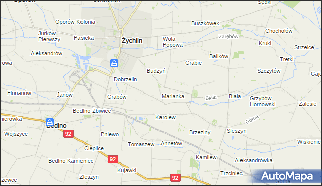 mapa Marianka gmina Żychlin, Marianka gmina Żychlin na mapie Targeo