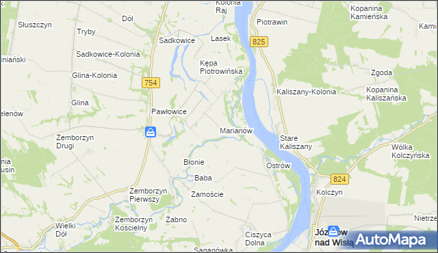 mapa Marianów gmina Solec nad Wisłą, Marianów gmina Solec nad Wisłą na mapie Targeo