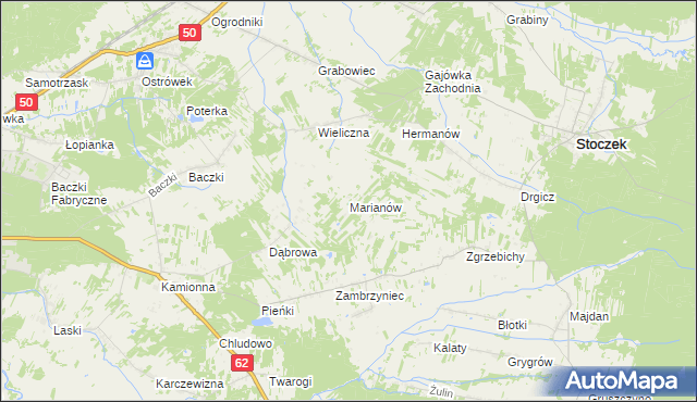 mapa Marianów gmina Stoczek, Marianów gmina Stoczek na mapie Targeo