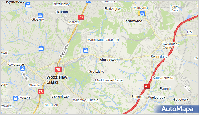 mapa Marklowice, Marklowice na mapie Targeo