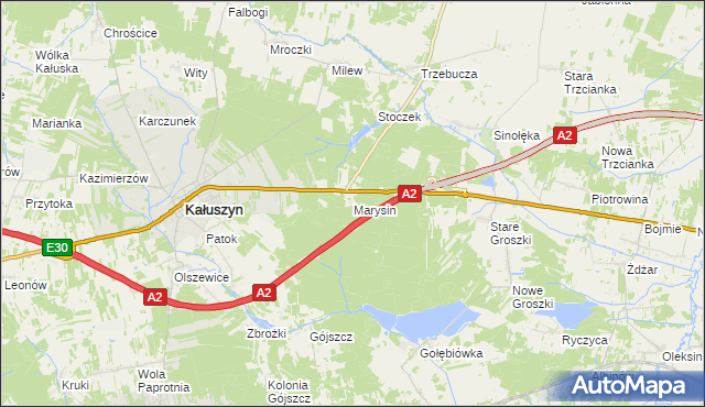 mapa Marysin gmina Kałuszyn, Marysin gmina Kałuszyn na mapie Targeo