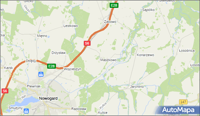 mapa Maszkowo gmina Nowogard, Maszkowo gmina Nowogard na mapie Targeo