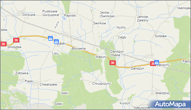 mapa Mazury gmina Ostrów Wielkopolski, Mazury gmina Ostrów Wielkopolski na mapie Targeo