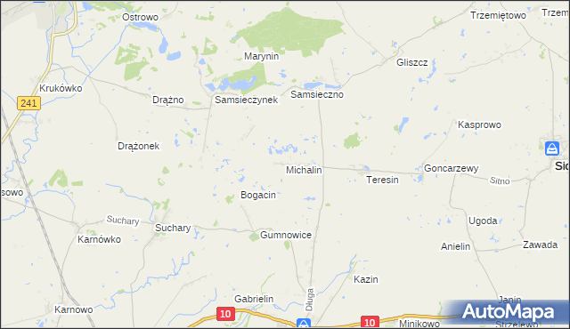 mapa Michalin gmina Nakło nad Notecią, Michalin gmina Nakło nad Notecią na mapie Targeo