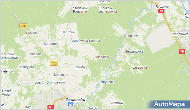 mapa Michałów gmina Głowaczów, Michałów gmina Głowaczów na mapie Targeo