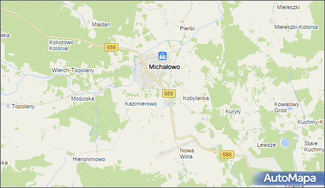 mapa Michałowo-Kolonia, Michałowo-Kolonia na mapie Targeo
