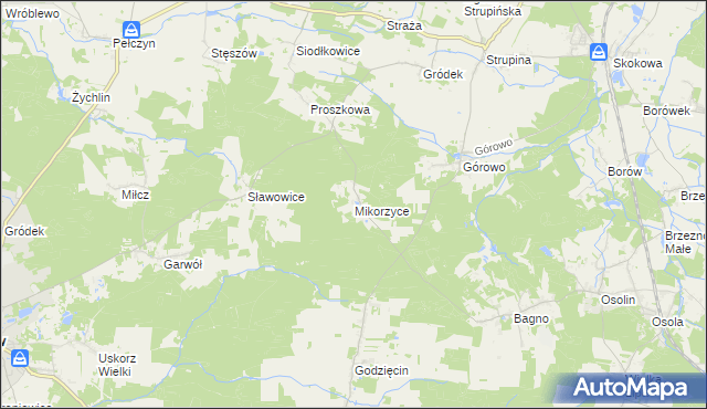 mapa Mikorzyce gmina Wołów, Mikorzyce gmina Wołów na mapie Targeo