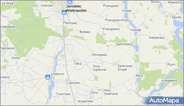 mapa Miniszewo, Miniszewo na mapie Targeo