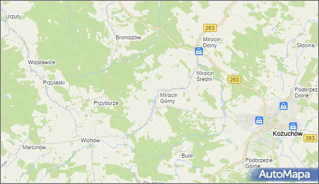 mapa Mirocin Górny, Mirocin Górny na mapie Targeo