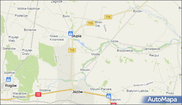 mapa Modła gmina Słupia, Modła gmina Słupia na mapie Targeo