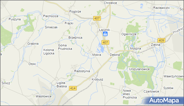 mapa Mokra gmina Biała, Mokra gmina Biała na mapie Targeo