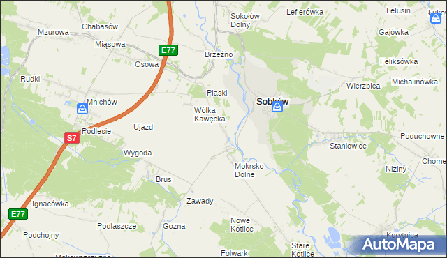 mapa Mokrsko Górne, Mokrsko Górne na mapie Targeo