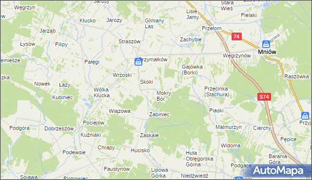 mapa Mokry Bór, Mokry Bór na mapie Targeo