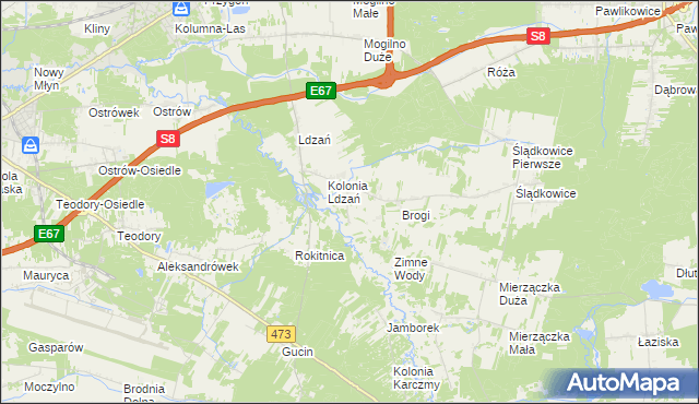 mapa Morgi gmina Dobroń, Morgi gmina Dobroń na mapie Targeo