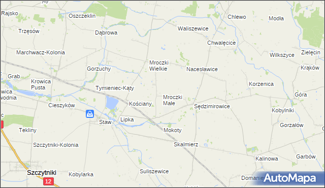 mapa Mroczki Małe gmina Błaszki, Mroczki Małe gmina Błaszki na mapie Targeo