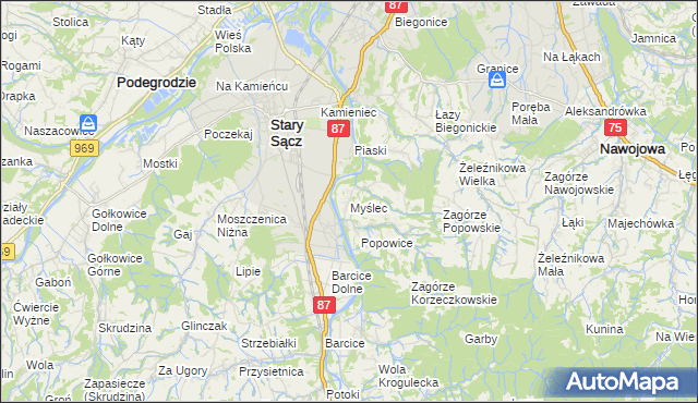 mapa Myślec, Myślec na mapie Targeo