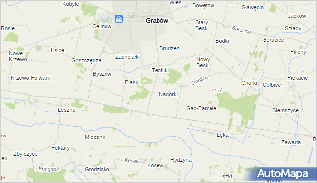 mapa Nagórki gmina Grabów, Nagórki gmina Grabów na mapie Targeo