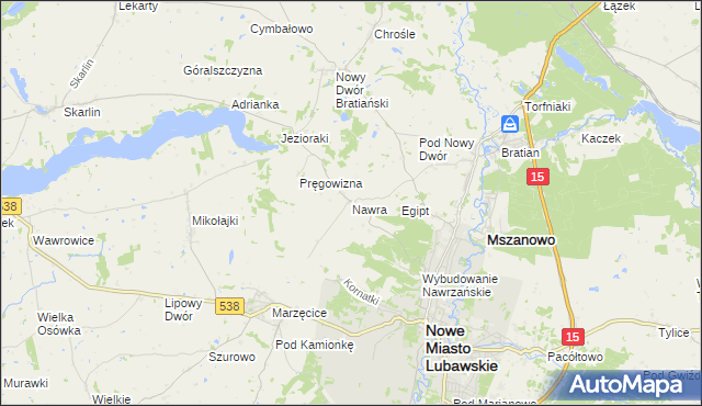 mapa Nawra gmina Nowe Miasto Lubawskie, Nawra gmina Nowe Miasto Lubawskie na mapie Targeo