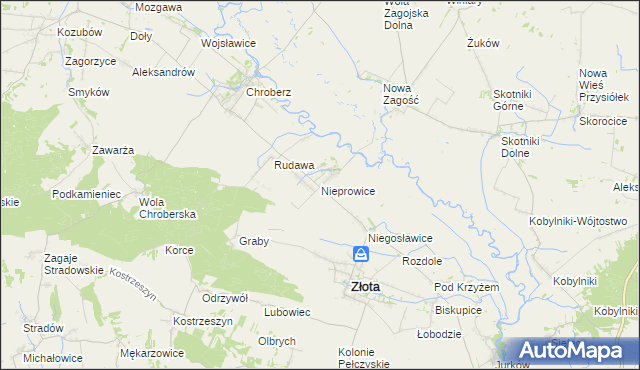 mapa Nieprowice, Nieprowice na mapie Targeo