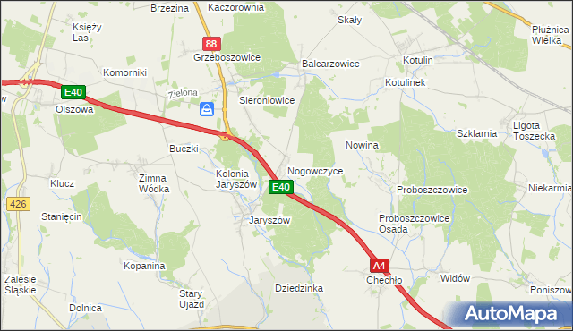 mapa Nogowczyce, Nogowczyce na mapie Targeo