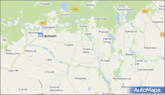 mapa Nowa Wieś gmina Ciechocin, Nowa Wieś gmina Ciechocin na mapie Targeo